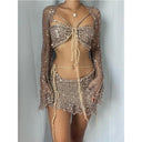 Knit Sequin Skirt Set: Glamorous Two-Piece Summer Outfit Knit Sequin Skirt Set: Glamorous Two-Piece Summer Outfit