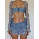 Knit Sequin Skirt Set Glamorous Two Piece Summer Outfit Knit Sequin Skirt Set Glamorous Two Piece Summer Outfit