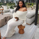 Knitted Off-The-Shoulder Maxi Dress Chic Summer Beachwear Knitted Off-The-Shoulder Maxi Dress Chic Summer Beachwear