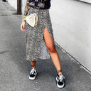Leopard Floral High Waist Midi Skirt For Versatile Fashion Leopard Floral High Waist Midi Skirt For Versatile Fashion