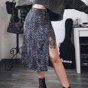 Leopard Floral High Waist Midi Skirt for Versatile Fashion Leopard Floral High Waist Midi Skirt for Versatile Fashion