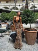 Leopard Print Halter Maxi Dress Elegant Lace Gown 2023 Leopard Print Halter Maxi Dress Elegant Lace Gown 2023
