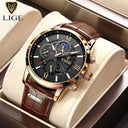 LIGE Chronograph Mens Leather Quartz Watch Luxury Timepiece LIGE Chronograph Mens Leather Quartz Watch Luxury Timepiece