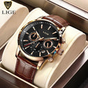 LIGE Chronograph Mens Leather Quartz Watch Luxury Timepiece LIGE Chronograph Mens Leather Quartz Watch Luxury Timepiece