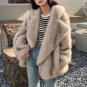 Elegant Gradient Animal Print Faux Fur Coat Chic Outerwear Elegant Gradient Animal Print Faux Fur Coat Chic Outerwear