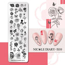 NICOLE DIARY Nail Stamping Plates Set Floral Geometric Designs NICOLE DIARY Nail Stamping Plates Set Floral Geometric Designs