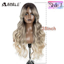 Noble Blonde Wavy Lace Front Wig Ombre Hairpiece Glam Noble Blonde Wavy Lace Front Wig Ombre Hairpiece Glam