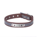 Reflective Leather Personalized Dog Collar With Engraved Tag Reflective Leather Personalized Dog Collar With Engraved Tag