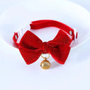 Elegant Velvet Holiday Pet Collar With Bow Tie And Bell Elegant Velvet Holiday Pet Collar With Bow Tie And Bell