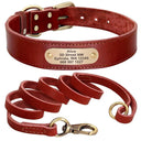 Personalized Leather Dog Collar Set With Free Engraving Personalized Leather Dog Collar Set With Free Engraving