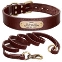 Personalized Leather Dog Collar Set With Free Engraving Personalized Leather Dog Collar Set With Free Engraving