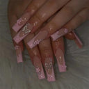 Pink Bow Press On Nails Elegant Pearl Coffin Accent Set Pink Bow Press On Nails Elegant Pearl Coffin Accent Set