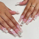Pink Bow Press On Nails Elegant Pearl Coffin Accent Set Pink Bow Press On Nails Elegant Pearl Coffin Accent Set