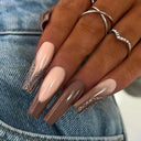 Pink Bow Press On Nails Elegant Pearl Coffin Accent Set Pink Bow Press On Nails Elegant Pearl Coffin Accent Set