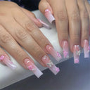Pink Bow Press On Nails Elegant Pearl Coffin Accent Set Pink Bow Press On Nails Elegant Pearl Coffin Accent Set