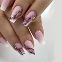 Pink Butterfly Rhinestone Press On Acrylic Nails 24 Pieces Pink Butterfly Rhinestone Press On Acrylic Nails 24 Pieces