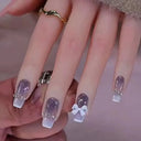 Pink Butterfly Rhinestone Press On Acrylic Nails 24 Pieces Pink Butterfly Rhinestone Press On Acrylic Nails 24 Pieces