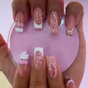 Pink Butterfly Rhinestone Press On Acrylic Nails 24 Pieces Pink Butterfly Rhinestone Press On Acrylic Nails 24 Pieces