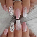 Pink Butterfly Rhinestone Press On Acrylic Nails 24 Pieces Pink Butterfly Rhinestone Press On Acrylic Nails 24 Pieces