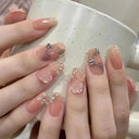 Pink Butterfly Rhinestone Press On Acrylic Nails 24 Pieces Pink Butterfly Rhinestone Press On Acrylic Nails 24 Pieces