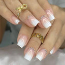 Pink Glitter French Short Coffin Nail Tips Quality Design Pink Glitter French Short Coffin Nail Tips Quality Design