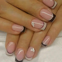 Pink Glitter French Short Coffin Nail Tips Quality Design Pink Glitter French Short Coffin Nail Tips Quality Design