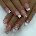 Pink Glitter French Short Coffin Nail Tips Quality Design Pink Glitter French Short Coffin Nail Tips Quality Design