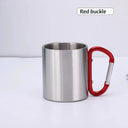 Portable Stainless Steel Camping Mug With Carabiner Handle Portable Stainless Steel Camping Mug With Carabiner Handle