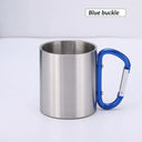 Portable Stainless Steel Camping Mug With Carabiner Handle Portable Stainless Steel Camping Mug With Carabiner Handle