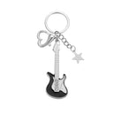 Punk Style Electric Guitar Keychain Vintage Heart Charms Punk Style Electric Guitar Keychain Vintage Heart Charms
