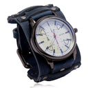 Punk Style Quartz Wristwatch With Wide Cowhide Bracelet Punk Style Quartz Wristwatch With Wide Cowhide Bracelet