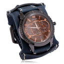 Punk Style Quartz Wristwatch With Wide Cowhide Bracelet Punk Style Quartz Wristwatch With Wide Cowhide Bracelet