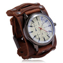 Punk Style Quartz Wristwatch With Wide Cowhide Bracelet Punk Style Quartz Wristwatch With Wide Cowhide Bracelet