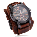 Punk Style Quartz Wristwatch With Wide Cowhide Bracelet Punk Style Quartz Wristwatch With Wide Cowhide Bracelet
