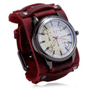 Punk Style Quartz Wristwatch With Wide Cowhide Bracelet Punk Style Quartz Wristwatch With Wide Cowhide Bracelet