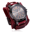 Punk Style Quartz Wristwatch With Wide Cowhide Bracelet Punk Style Quartz Wristwatch With Wide Cowhide Bracelet