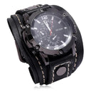 Punk Style Quartz Wristwatch With Wide Cowhide Bracelet Punk Style Quartz Wristwatch With Wide Cowhide Bracelet