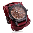 Punk Style Quartz Wristwatch With Wide Cowhide Bracelet Punk Style Quartz Wristwatch With Wide Cowhide Bracelet