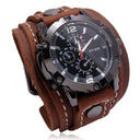 Punk Style Quartz Wristwatch With Wide Cowhide Bracelet Punk Style Quartz Wristwatch With Wide Cowhide Bracelet