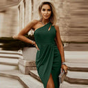 Pure Color One Shoulder Fashion Sexy Cutout Slim Dress Pure Color One Shoulder Fashion Sexy Cutout Slim Dress