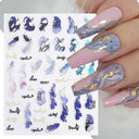 Purple Smoke Marble Nail Stickers Golden Wave Trendy Manicure Purple Smoke Marble Nail Stickers Golden Wave Trendy Manicure
