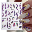 Purple Smoke Marble Nail Stickers Golden Wave Trendy Manicure Purple Smoke Marble Nail Stickers Golden Wave Trendy Manicure