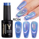 Rainbow Cat Eye Gel Polish: Vibrant Colors and Glitter Rainbow Cat Eye Gel Polish: Vibrant Colors and Glitter