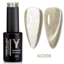 Rainbow Cat Eye Gel Polish: Vibrant Colors and Glitter Rainbow Cat Eye Gel Polish: Vibrant Colors and Glitter