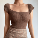 Retro Square Collar Knitwear Chic High Waist Style Statement Retro Square Collar Knitwear Chic High Waist Style Statement