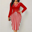 Secret Elegance Geometric Pattern Long Sleeve Bodycon Dress Secret Elegance Geometric Pattern Long Sleeve Bodycon Dress