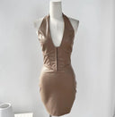 Seductive Deep V Neck PU Leather Dress Fashion Statement Seductive Deep V Neck PU Leather Dress Fashion Statement