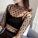 Sheer Black Lace Star Dots Mesh Tee: Chic Fashion Piece Sheer Black Lace Star Dots Mesh Tee: Chic Fashion Piece