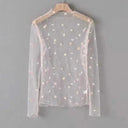 Sheer Black Lace Star Dots Mesh Tee: Chic Fashion Piece Sheer Black Lace Star Dots Mesh Tee: Chic Fashion Piece