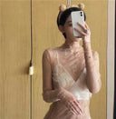 Sheer Black Lace Star Dots Mesh Tee: Chic Fashion Piece Sheer Black Lace Star Dots Mesh Tee: Chic Fashion Piece